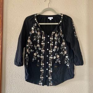 J.Jill Embroidered Blouse